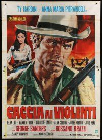7y401 ONE STEP TO HELL Italian 2p '68 different spaghetti western art of Ty Hardin & Pier Angeli!