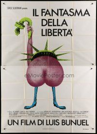 7y406 PHANTOM OF LIBERTY Italian 2p '84 Luis Bunuel, outrageous erotic Statue of Liberty art!