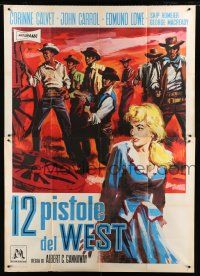 7y407 PLUNDERERS OF PAINTED FLATS Italian 2p '62 different art of pretty Corinne Calvet & cowboys!