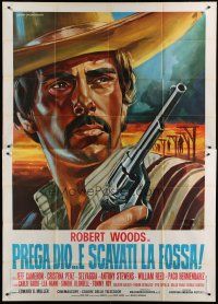 7y409 PRAY TO GOD & DIG YOUR GRAVE Italian 2p '68 cool spaghetti western art by Mario Piovano!