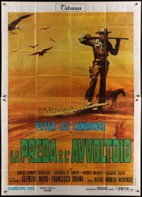 7y410 PREY OF VULTURES Italian 2p '72 cool spaghetti western art of cowboy with rifle in desert!