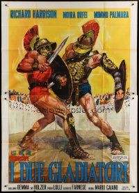 7y446 TWO GLADIATORS Italian 2p '64 Richard Harrison, I due gladiatori, cool sword & sandal art!