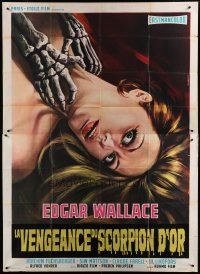 7y457 ZOMBIE WALKS Italian 2p '69 Edgar Wallace, Casaro art of skeleton hands strangling sexy girl