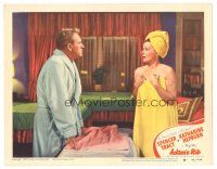 7z080 ADAM'S RIB LC #6 '49 husband & wife Spencer Tracy & Katharine Hepburn in bath robes!