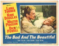 7z124 BAD & THE BEAUTIFUL LC #6 '53 great image of Kirk Douglas manhandling sexy Lana Turner!