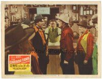 7z226 CARIBOO TRAIL LC #3 '50 Randolph Scott stares down Douglas Kennedy as other cowboys watch!