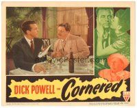 7z272 CORNERED LC '46 cool image of Dick Powell & Walter Slezak drinking!