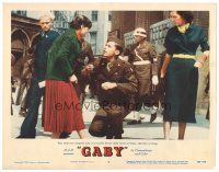 7z393 GABY LC #4 '56 soldier John Kerr meets pretty Leslie Caron on street!