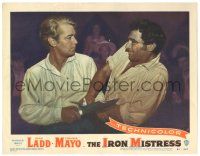 7z492 IRON MISTRESS LC #7 '52 Alan Ladd as Jim Bowie w/ his famous knife fighting Anthony Caruso!