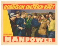 7z600 MANPOWER LC '41 great image of George Raft holding Edward G. Robinson by collar!