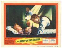 7z650 NIGHT OF THE HUNTER LC #2 '55 Robert Mitchum w/knife over Shelley Winters, Laughton noir!