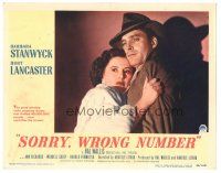 7z813 SORRY WRONG NUMBER LC #1 '48 great shadowy portrait of Burt Lancaster & Barbara Stanwyck!