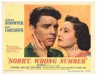 7z814 SORRY WRONG NUMBER LC #3 '48 best super close up of Burt Lancaster & Barbara Stanwyck!