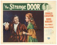 7z840 STRANGE DOOR LC #7 '51 cool image of Charles Laughton & sexy Sally Forrest!