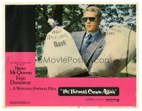 7z879 THOMAS CROWN AFFAIR LC #1 '68 best close up of Steve McQueen holding money bags!