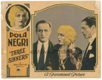 7z883 THREE SINNERS LC '28 image of pretty blonde Pola Negri between two men!