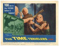 7z899 TIME TRAVELERS LC #3 '64 cool Reynold Brown sci-fi border art, cool image of monsters!