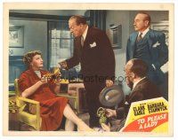 7z901 TO PLEASE A LADY LC #4 '50 Roland Winters & Adolphe Menjou look at Barbara Stanwyck w/shoe!