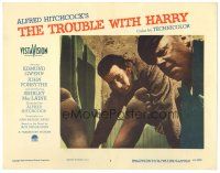 7z913 TROUBLE WITH HARRY LC #3 '55 Hitchcock, Edmund Gwenn & John Forsythe look at dead Harry!