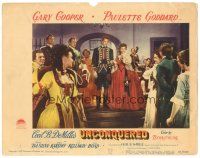 7z924 UNCONQUERED LC #5 '47 great image of Gary Cooper & Paulette Goddard in fancy dress!