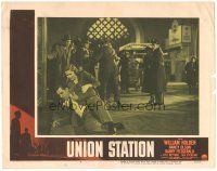 7z933 UNION STATION LC #4 '50 Nancy Olson tries to help fallen William Holden, film noir!