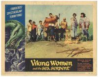 7z946 VIKING WOMEN & THE SEA SERPENT LC #1 '58 guy carrying girl by fire pit on beach!