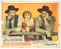 7z962 WESTERNER LC #5 R46 Gary Cooper, Walter Brennan & Doris Davenport leaning on fence!