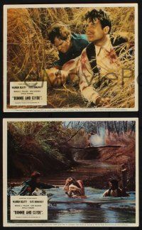 8a212 BONNIE & CLYDE 3 color English FOH LCs '67 crime duo Warren Beatty & Faye Dunaway, w/ Pollard