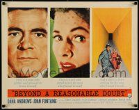 8b031 BEYOND A REASONABLE DOUBT style A 1/2sh '56 Fritz Lang noir, Dana Andrews & Joan Fontaine!