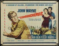 8b070 COMANCHEROS 1/2sh '61 artwork of cowboy John Wayne, directed by Michael Curtiz!