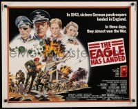 8b087 EAGLE HAS LANDED 1/2sh '77 cool art of Michael Caine & Donald Sutherland in World War II!