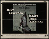 8b091 ESCAPE FROM ALCATRAZ int'l 1/2sh '79 cool artwork of Clint Eastwood busting out by Lettick!
