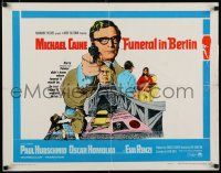 8b111 FUNERAL IN BERLIN 1/2sh '67 art of Michael Caine pointing gun, directed by Guy Hamilton!