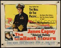 8b113 GALLANT HOURS style B 1/2sh '60 artwork of James Cagney as Admiral Bull Halsey!