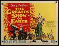 8b128 GREATEST SHOW ON EARTH style A 1/2sh '52 Cecil B. DeMille circus classic, Heston, Stewart!