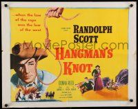 8b132 HANGMAN'S KNOT 1/2sh R61 cool image of Randolph Scott by noose, Donna Reed