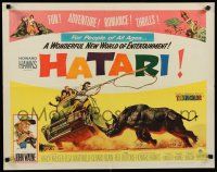 8b134 HATARI 1/2sh '62 Howard Hawks, artwork of John Wayne rounding up rhino in Africa!