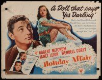 8b144 HOLIDAY AFFAIR style A 1/2sh '49 sexy Janet Leigh is just Robert Mitchum wants for Christmas!