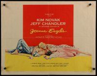 8b167 JEANNE EAGELS style A 1/2sh '57 best romantic artwork of Kim Novak & Jeff Chandler!