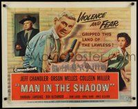 8b216 MAN IN THE SHADOW 1/2sh '58 Jeff Chandler, Orson Welles & Colleen Miller in a lawless land!
