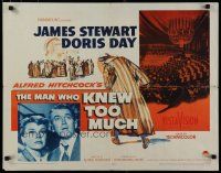 8b218 MAN WHO KNEW TOO MUCH 1/2sh '56 directed by Alfred Hitchcock, James Stewart & Doris Day!