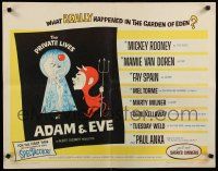 8b288 PRIVATE LIVES OF ADAM & EVE 1/2sh '60 art of sexy Mamie Van Doren & devil Mickey Rooney!