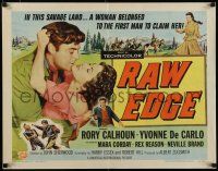 8b298 RAW EDGE style B 1/2sh '56 cowboy Rory Calhoun & sexy Yvonne De Carlo in a savage land!