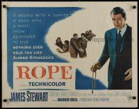 8b306 ROPE 1/2sh '48 great image of James Stewart holding the rope, Alfred Hitchcock classic!
