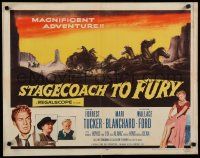 8b334 STAGECOACH TO FURY 1/2sh '56 super-sexy Marie Blanchard hiking up skirt & showing leg!