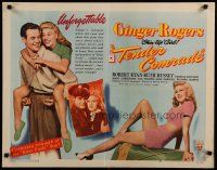 8b350 TENDER COMRADE style A 1/2sh '44 romantic art of pretty Ginger Rogers & Robert Ryan!