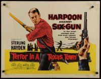 8b351 TERROR IN A TEXAS TOWN 1/2sh '58 great artwork of Sterling Hayden holding huge harpoon!