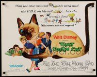 8b352 THAT DARN CAT 1/2sh '65 great art of Hayley Mills & Disney Siamese feline!