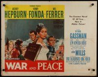 8b390 WAR & PEACE red title style 1/2sh '56 Audrey Hepburn, Henry Fonda & Mel Ferrer!