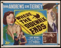 8b400 WHERE THE SIDEWALK ENDS 1/2sh '50 Dana Andrews, sexy Gene Tierney, Otto Preminger noir!